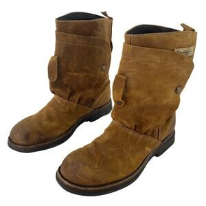 True Religion Vintage Brown Suede Fold-Over Musketeer Boots Men's 11 Preowned
